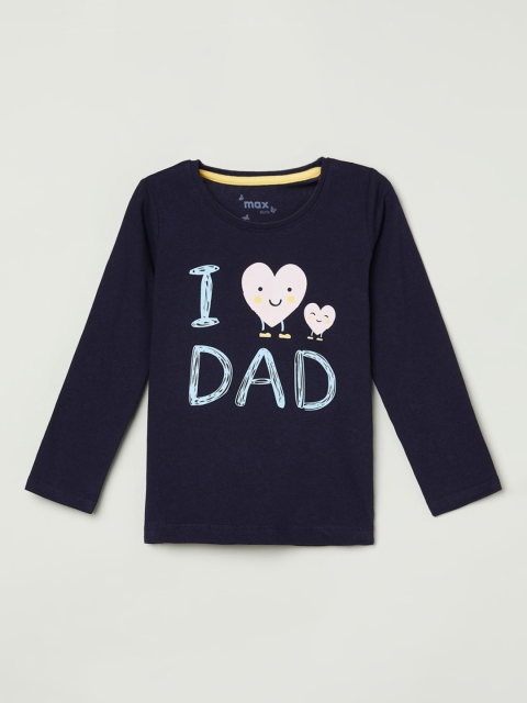 max Girls Navy Blue Printed Top