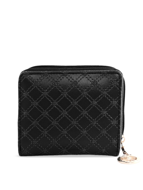 

ESBEDA Women Black Textured Zip Around Wallet