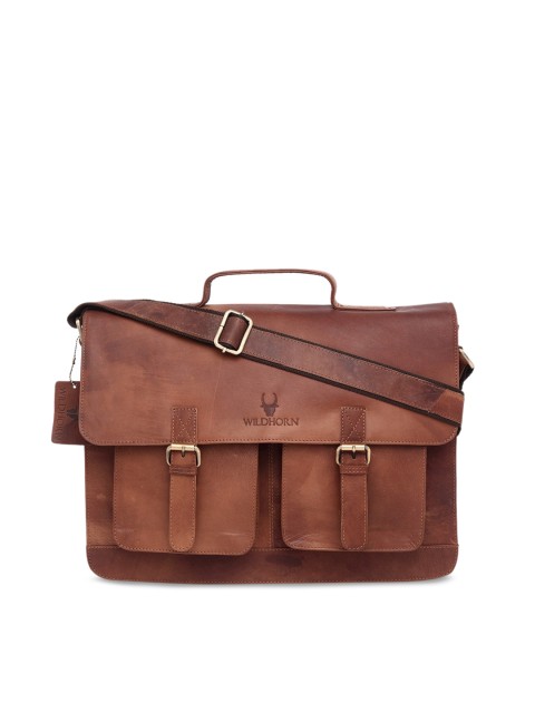 

WildHorn Men Tan Brown Solid Laptop Bag