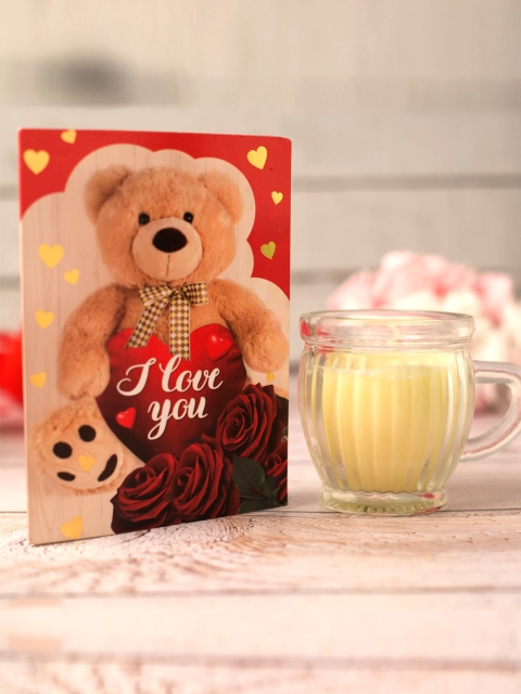 

Archies Cream-Coloured & Red Valentine Love Special Candle With Card