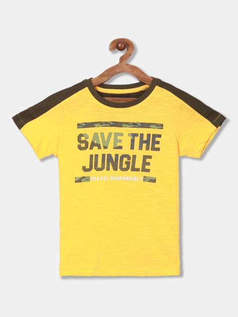 

Cherokee Boys Mustard Printed Round Neck T-shirt