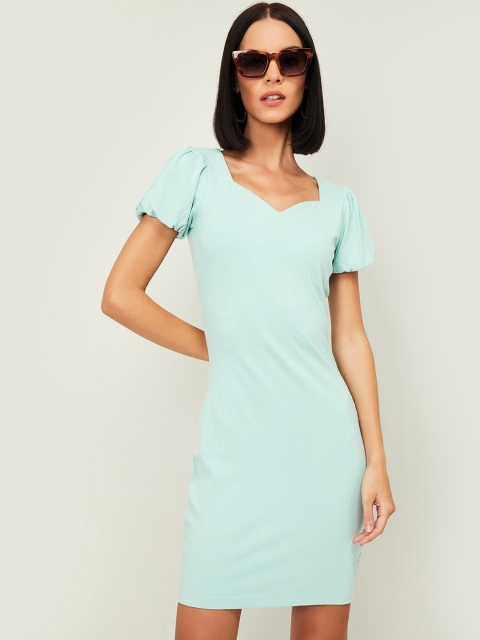 

Ginger by Lifestyle Women Sea Green Solid Sheath Dress