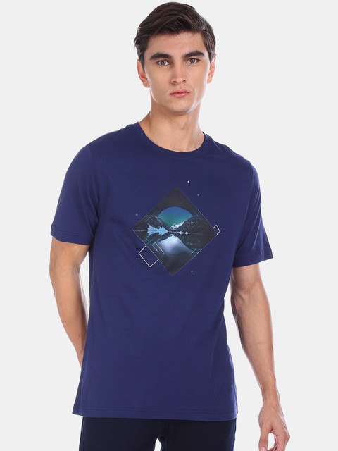 

Colt Men Navy Blue Printed Round Neck T-shirt