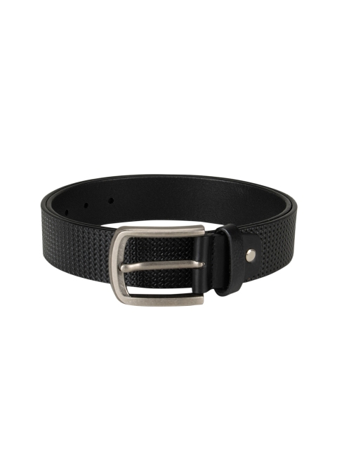 

Da Milano Men Black Textured Leather Belt