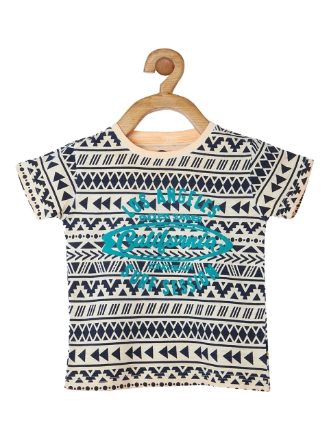 

VITAMINS Boys Beige Printed Round Neck T-shirt