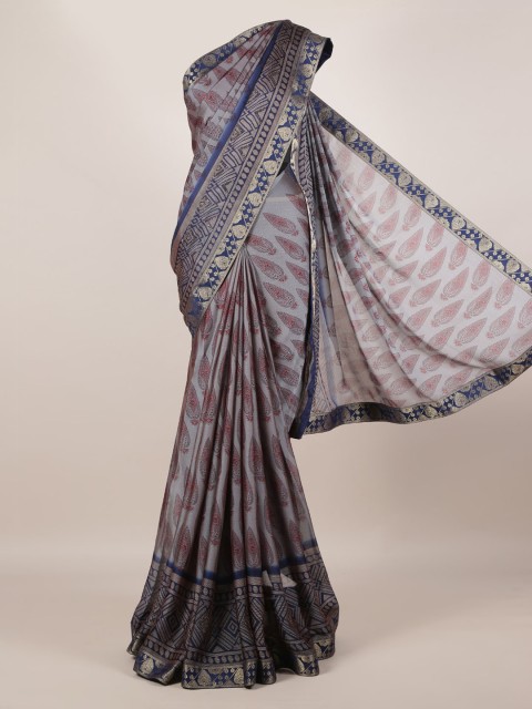 

Pothys Grey Woven Design Poly Georgette Saree
