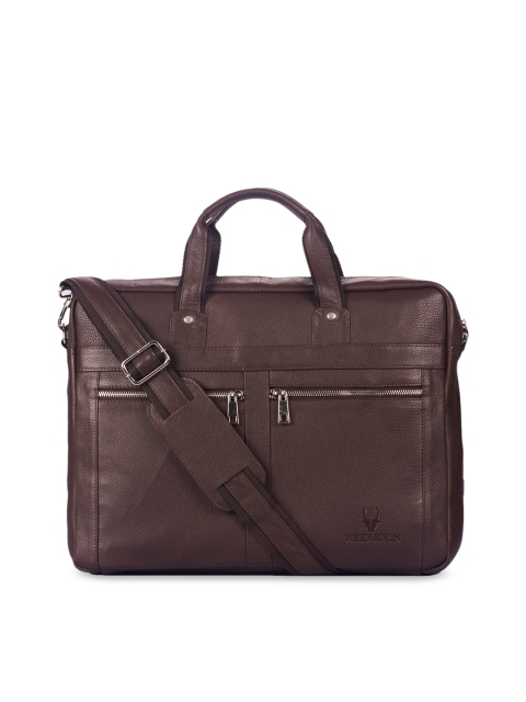 

WildHorn Men Brown Textured Genuine Leather 16 Inch Laptop Bag