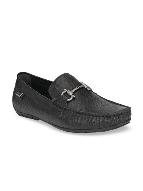 

Hitz Men Black Textured Leather Loafers