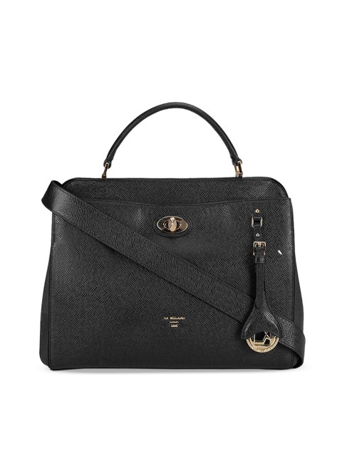 

Da Milano Black Textured Handheld Leather Bag