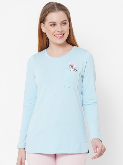 

Sweet Dreams Women Blue Solid Lounge T-shirt