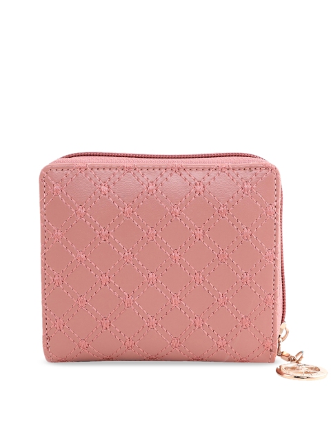 

ESBEDA Women Peach-Coloured Textured Zip Around Wallet