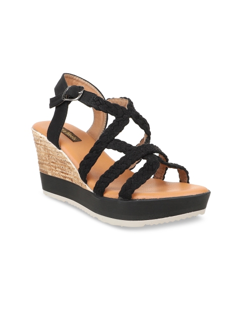 

Flat n Heels Women Black Woven Design Sandals