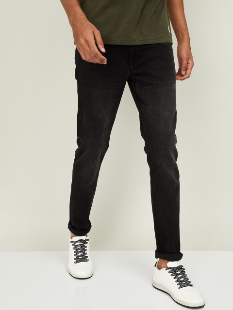 

UCLA Men Black Skinny Fit Mid-Rise Low Distress Jeans