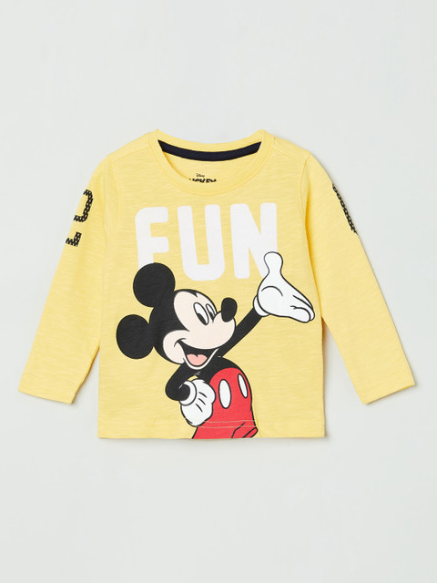 

max Boys Yellow Printed Round Neck T-shirt