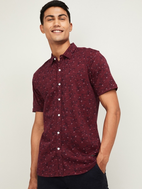 

CODE by Lifestyle Men Maroon & Black Regular Fit Printed Casual Shirt