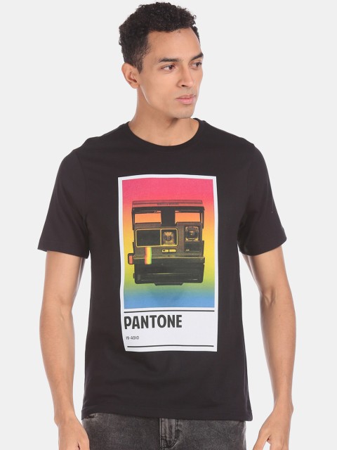

Colt Men Black Printed Cotton Round Neck Pure Cotton T-shirt