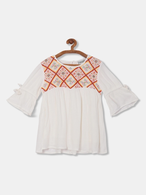 Cherokee Girls White Embroidered A-Line Top