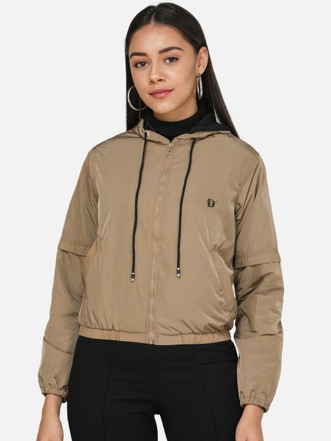 

DECHEN Women Khaki Solid Windcheater Tailored Jacket
