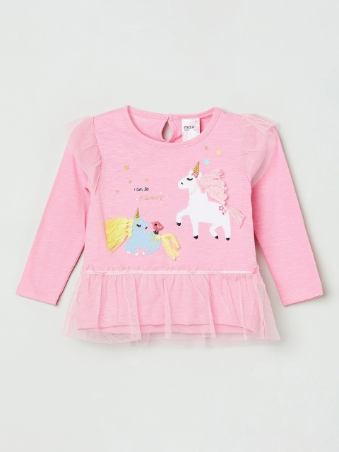 

max Girls Pink Self Design Peplum Top