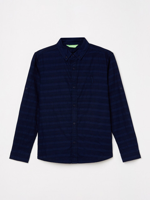 

Bossini Boys Navy Blue Regular Fit Striped Casual Shirt