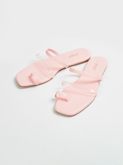 

Ginger by Lifestyle Women Pink Textured PU One Toe Flats