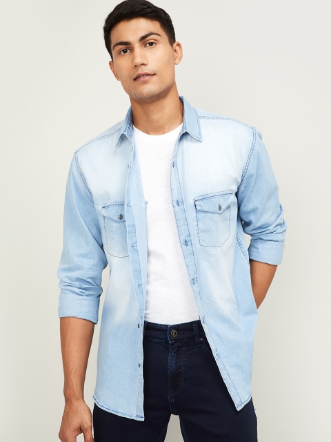 

Forca Men Blue Slim Fit Faded Casual Shirt