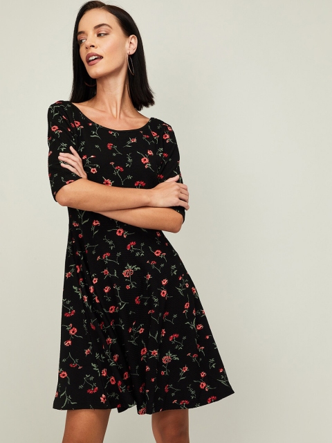 

Ginger by Lifestyle Women Black Printed A-Line Dress