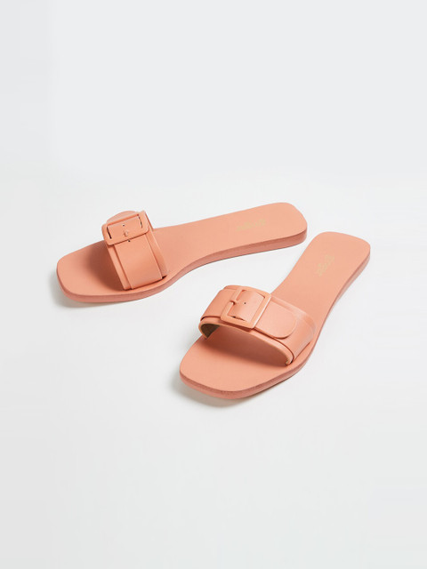 

Ginger by Lifestyle Women Coral Solid PU Open Toe Flats