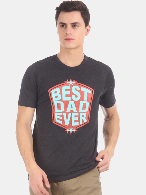 

Colt Men Charcoal Printed Round Neck Cotton T-shirt