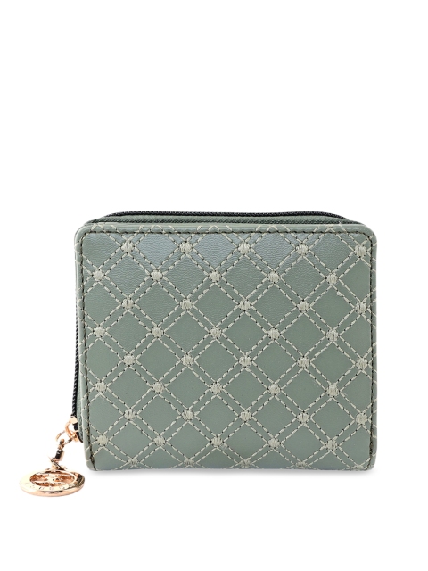 

ESBEDA Women Green Textured Zip Around Wallet