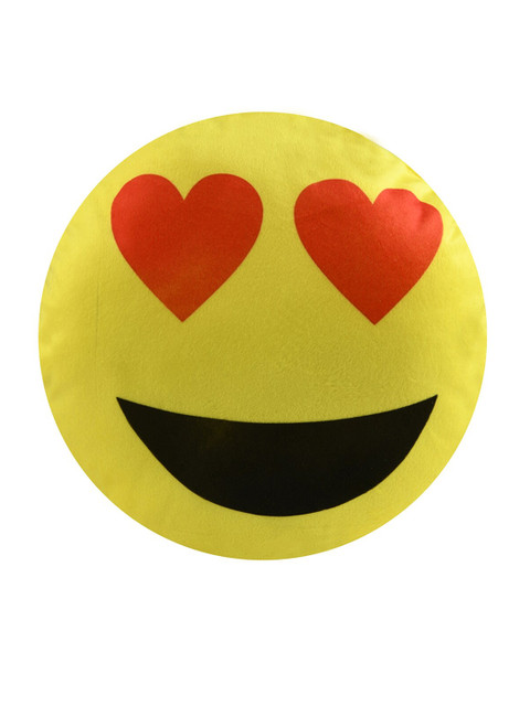 

DukieKooky Kids Yellow & Red Printed Smiley With Heart-Eyes Soft Toy