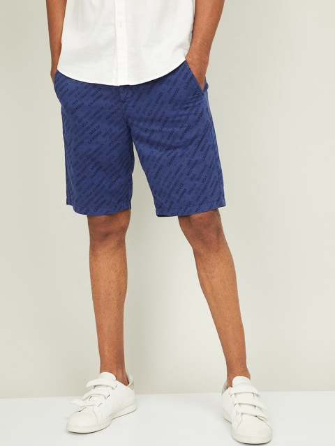 

UCLA Men Navy Blue Printed Regular Fit Chino Shorts