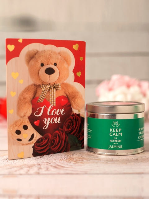 

Archies Green & Red Valentine Special Candle With Greeting Card