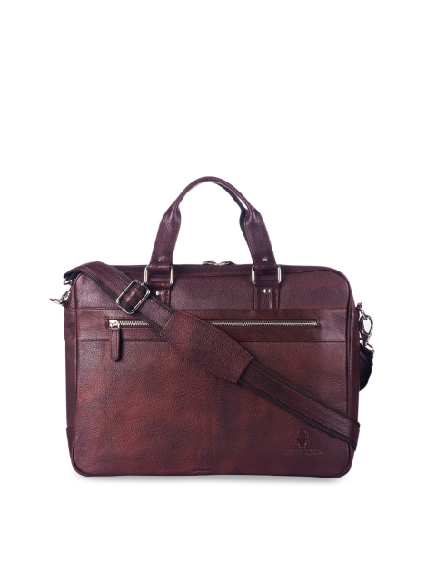 

WildHorn Men Maroon Textured Genuine Leather 16 Inch Laptop Bag