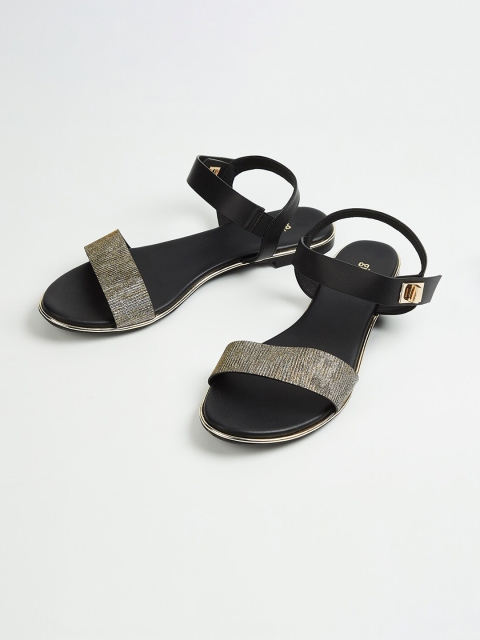 

Ginger by Lifestyle Women Black Solid PU Open Toe Flats