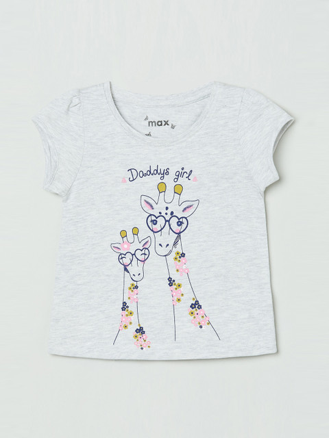 

max Girls Grey Printed Top