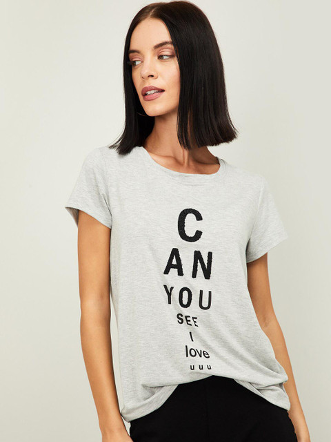 

Fame Forever by Lifestyle Women Grey Printed Top