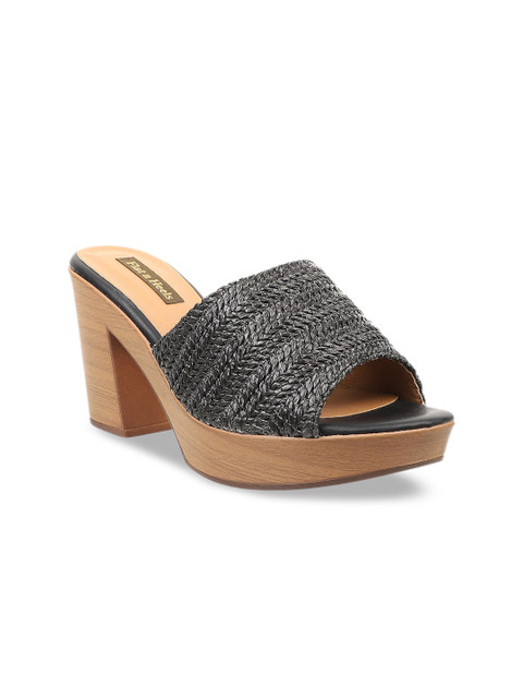 

Flat n Heels Women Black Woven Design Mules