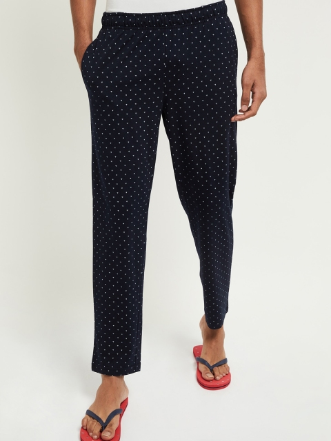 

max Men Navy Blue & White Printed Lounge Pants