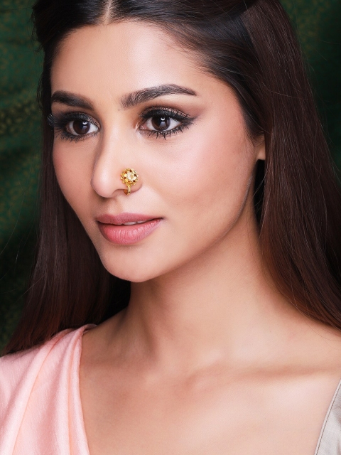 

Rubans 24K Gold Plated Handcrafted Filigree Nose Pin