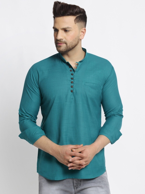 

Jompers Men Green Solid Straight Kurta