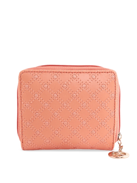 

ESBEDA Women Orange Textured Zip Around Wallet