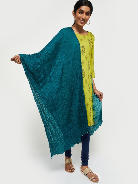 

max Teal Blue Solid Dupatta
