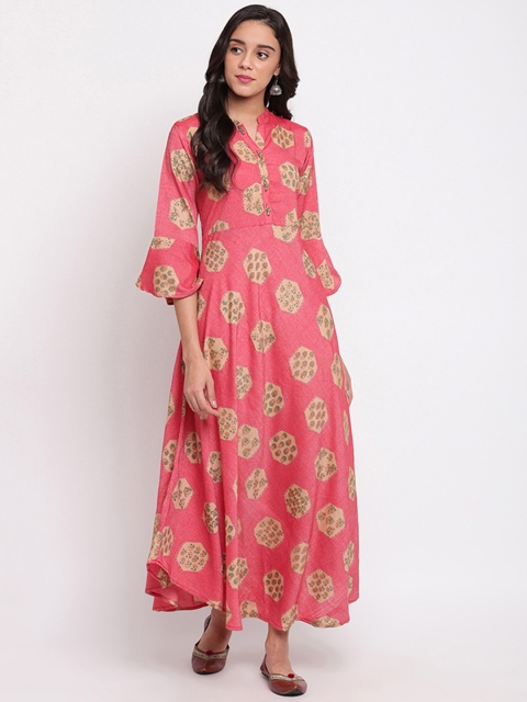 

Ashnaina Women Pink Printed Maxi Dress
