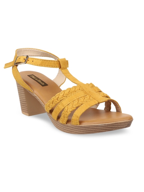 

Flat n Heels Women Yellow Solid Block Heels