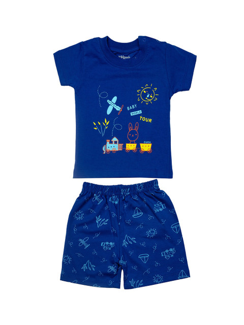 

Zoom Minimondo Infant Blue & Yellow Printed Night Suit