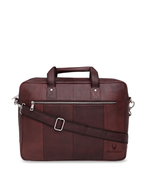 

WildHorn Men Maroon Solid 16 Inch Leather Laptop Bag