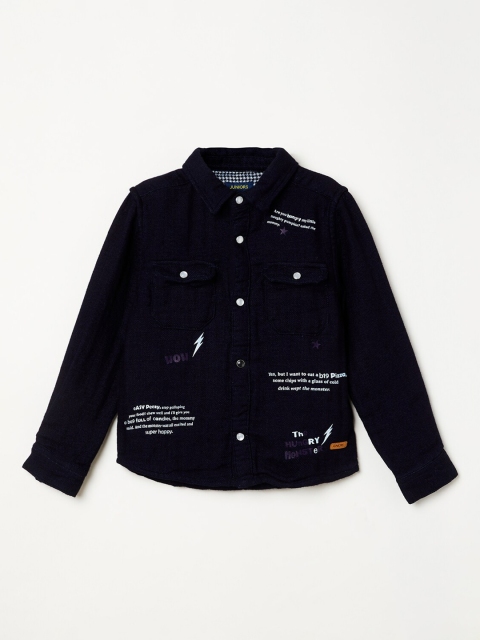 

Juniors by Lifestyle Boys Blue Regular Fit Solid Casual Shirt