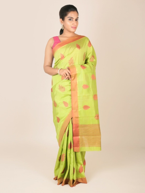 

Pothys Green Printed Jute Silk Saree