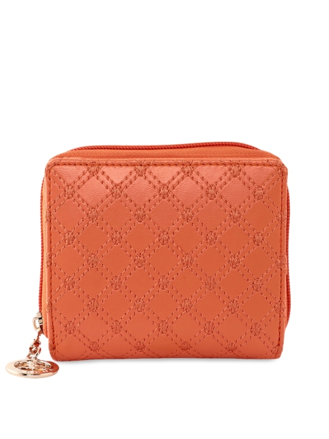 

ESBEDA Women Orange Textured Zip Around Wallet